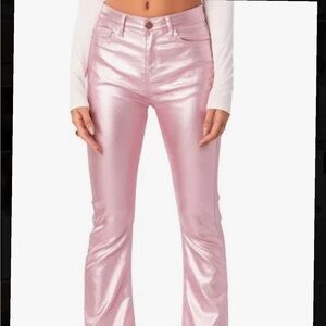 Shiny Pink Flared Pants